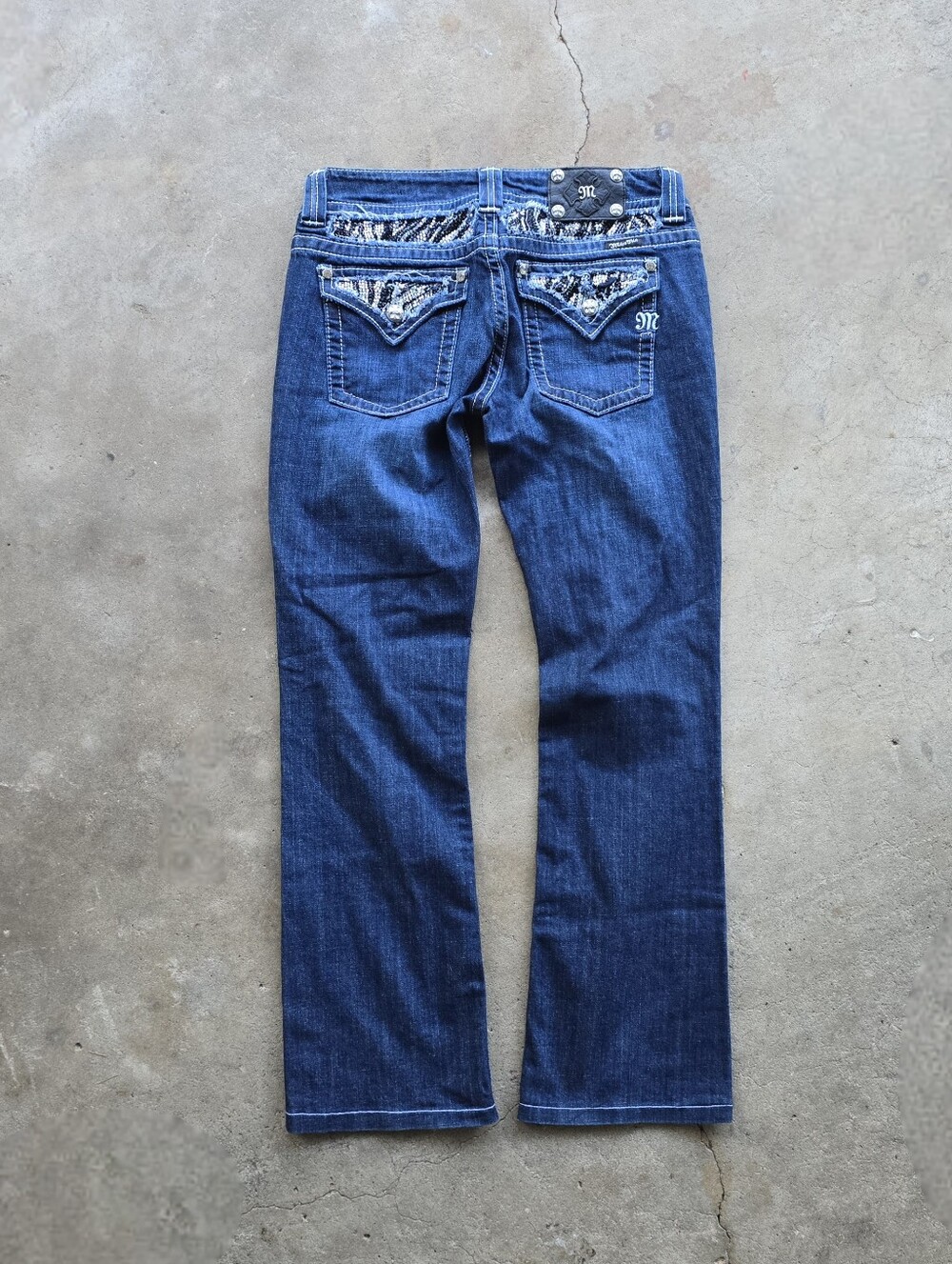 vtg y2k mcbling miss me flap pocket zebra jeans size 31